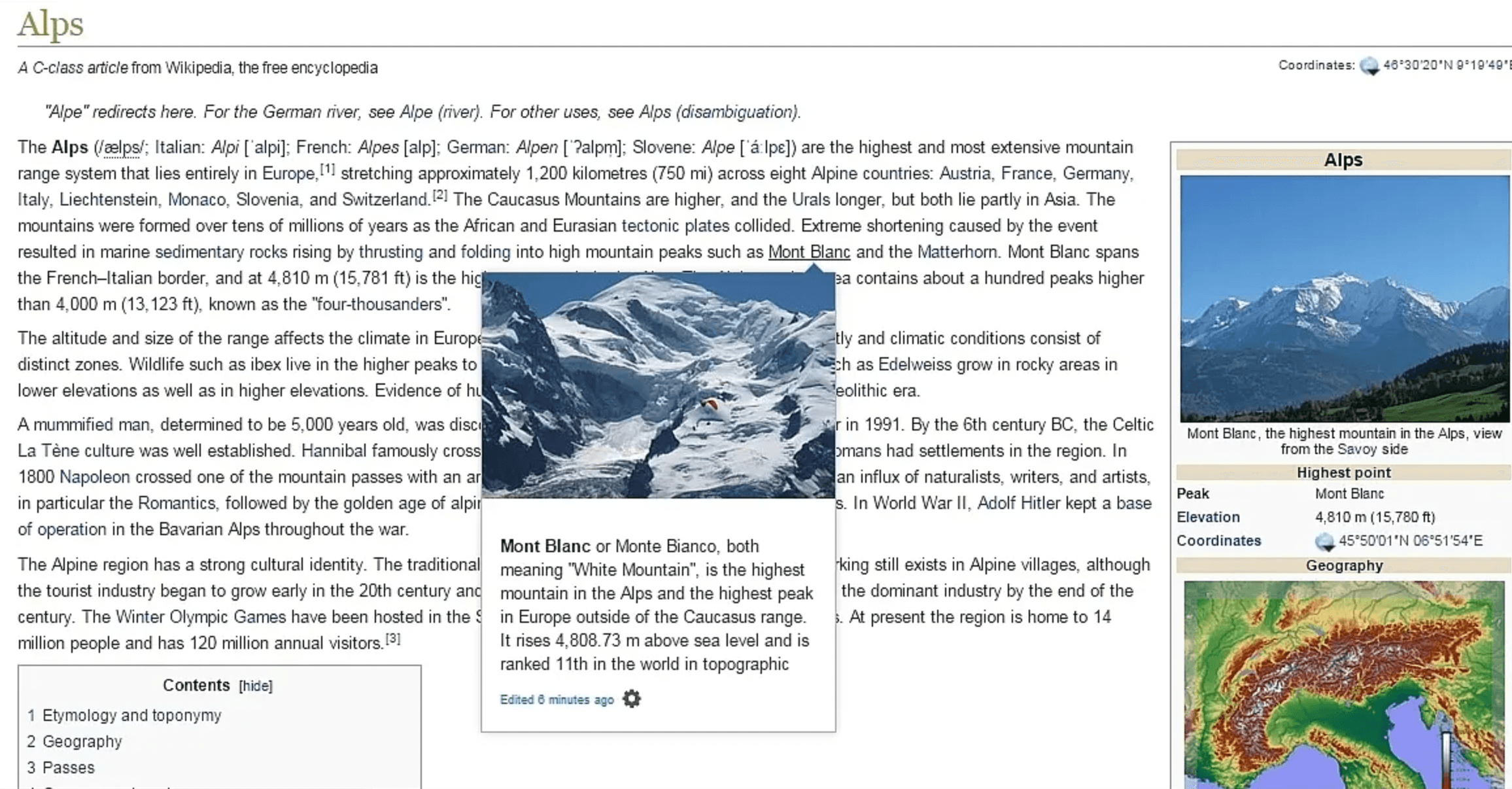 An example of the Wikipedia page preview